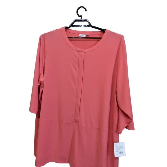 New Croft & Barrow top blouse size 3X fruit punch  3/4 sleeve  tunic  stretch - Picture 1 of 10